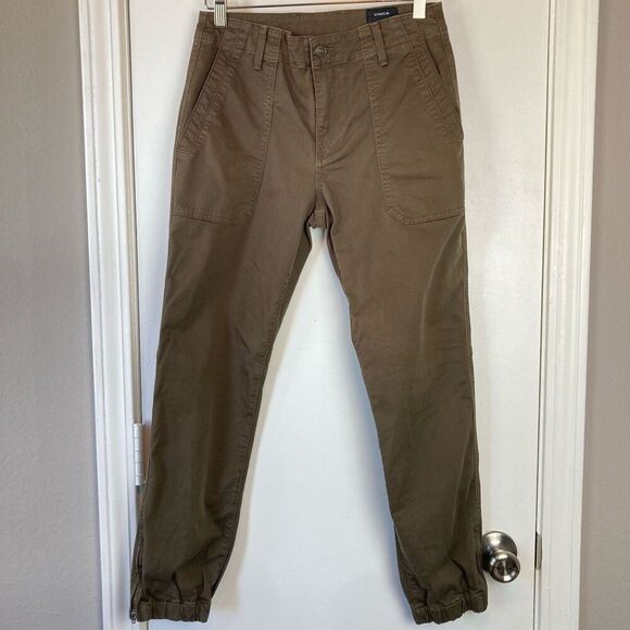 Vince Women’s Utility Pants Jogger Zip Ankle Cropped Cargo Pants Dark Willow 27 - Picture 1 of 9